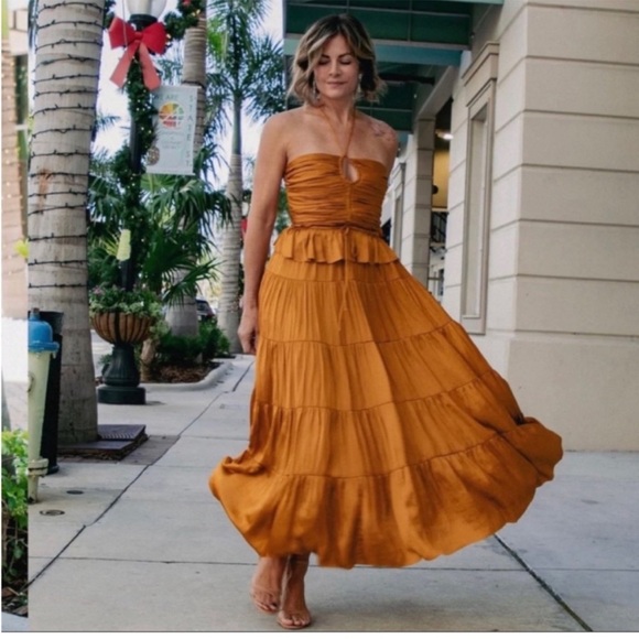 Ulla Johnson Evanthe Satin Plisse Dress Goldenrod Women’s Size 2 - Picture 3 of 7